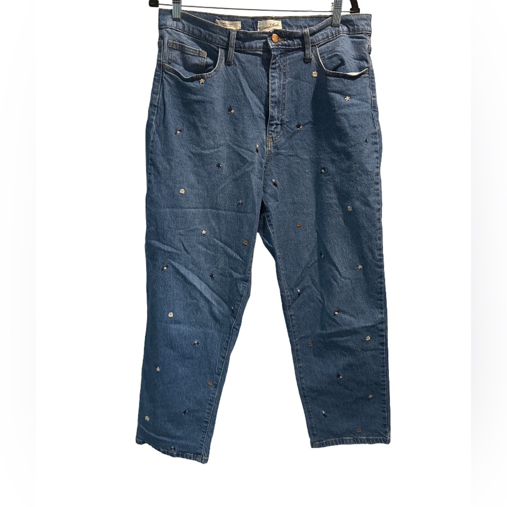 Universal Thread Women's Relaxed Denim Jeans with Floral Accents